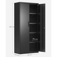 Armario de Garaje de 5 Estantes con 2 Puertas, Armario de Oficina, 40 x 80 x 180 cm, 1 Cerradura, Estantes Ajustables, Gabinete de Metal, Gris Mate OMC015G01 - details 11