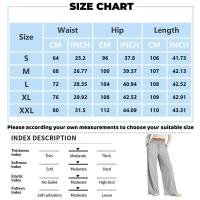 Pantalones anchos de mujer estilo casual cintura alta algodón y poliéster tela batik elástica de alta elasticidad - details 8