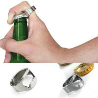 Abridor de botellas de cerveza portátil para el hogar y la vida, removedor de tapa de frascos, diseño de anillo de dedo, acero inoxidable, 1/3 piezas - details 0