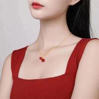 Colgante de Ágata Roja de Oro 18K Auténtico Cadena de Metal AU750 de Lujo Diseño de Cereza - details 1