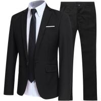 Traje de negocios ajustado para hombre, chaqueta y pantalones, 2 piezas - details 1