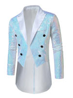 Chaqueta de esmoquin con lentejuelas para hombre, abrigo ajustado con cola - details 11