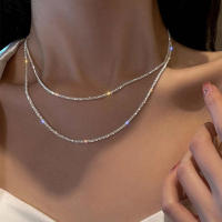 Collar Brillante de Plata Cadena Choker de Clavícula a la Moda Accesorios de Boda Coreana para Mujeres - details 0