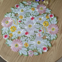 Caminador de mesa hueco de flores bordadas de primavera - details 4