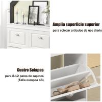 4 Puertas Armarios Dormitorio Recibidor Entrada Organizador para Zapatos Blanco 105 x 24 x 83 cm FSR79-W ES - details 5