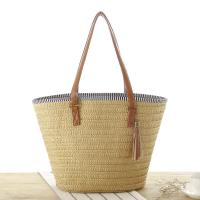 Nuevo 2025 simple cuerda de papel bolsa tejida de moda con flecos colgante bolsa tejida de papel bolsa de playa para mujer - details 3