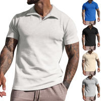 Camiseta de Verano para Hombre Polo Informal con Cuello en V Manga Corta Suelta con Gofres Gruesos - details 1