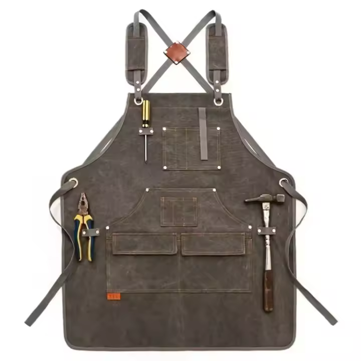 Delantal de lona para hombre y mujer, ropa de trabajo para camarero, restaurante, barbería, panadería, cafetería, jardinería, carpintero - 1