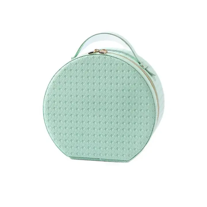 Estuche de maquillaje portátil con luces de cuero PU, 3 modos de iluminación de colores, bolsa de maquillaje LED con espejo, divisores ajustables - 1