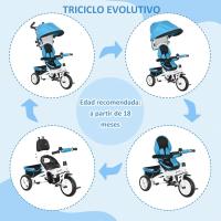 Triciclo para Bebés 6 en 1 Evolutivo con Toldo Plegable, Mango de Empuje, Cinturón de Seguridad, Cesto de Carga 25kg Deportes y Aire Libre - details 12