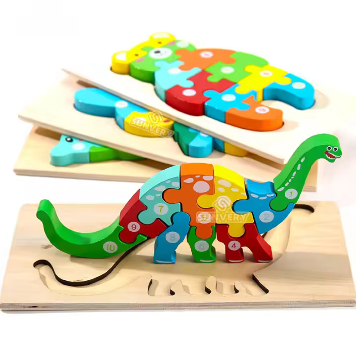 Rompecabezas Montessori de madera para niños pequeños, juguetes Montessori para niños pequeños de 2, 3, 4 y 5 años, rompecabezas 3D superior, juguete educativo de dinosaurio - 1
