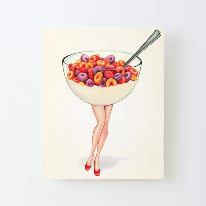 Pin-up de cereales bucles de frutas Lienzo Impreso Marco de Kit DIY 40x50cm - 1
