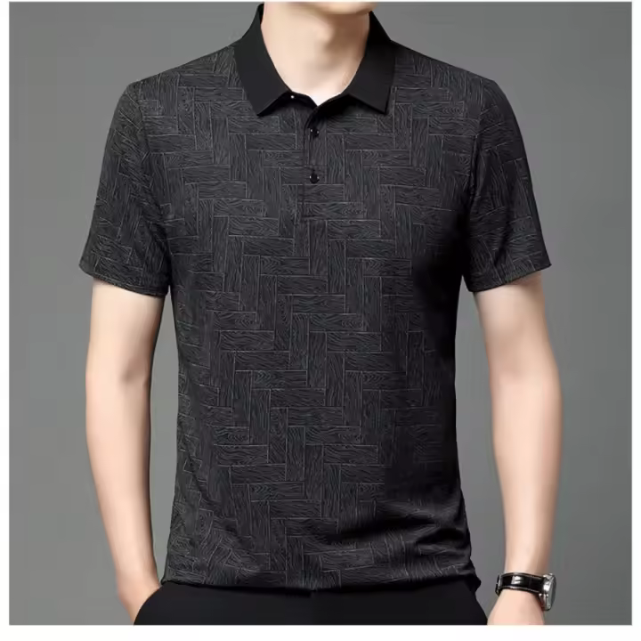 Polo de Seda de Hielo de Alta Elasticidad Camiseta de Manga Corta para Hombres - 1