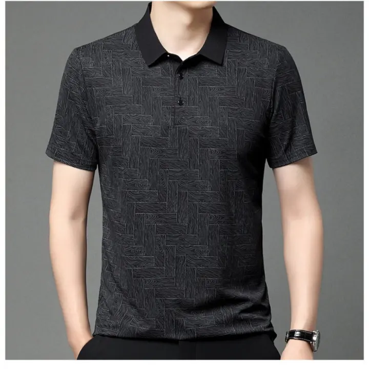 Polo de Seda de Hielo de Alta Elasticidad Camiseta de Manga Corta para Hombres - 1