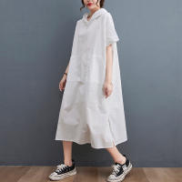 Elegante Vestido Oversize de Verano Manga Corta, Ajuste Suelto, Moda Vintage Negro para Mujeres - details 2
