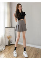 Falda plisada blanca para mujer de cintura alta, cierre de cremallera, estilo preppy, moda estudiantil, danzas en negro - details 19