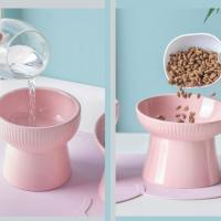 Cuenco de cerámica para gatos, cuenco creativo inclinado/boca plana para mascotas, base alta, gran capacidad, multiusos, cuenco de alimentación para comida de perro, protección del cuello - details 3
