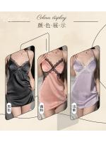 Elegante Camisón de Tul Sexy con Cuello Bajo Con Tirantes y Lazo en la Espalda, Conjunto de Pijama de Moda para Mujeres - details 2