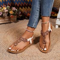 Sandalias de diamantes de imitación 2025 Sandalias de tacón de cuña bohemias Zapatos de mujer de talla grande para mujer - details 5