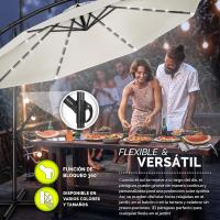 Parasol Excentrico de Sombrilla con 32 Luces LED Solar Giratorio 360º, Protección UV - details 5