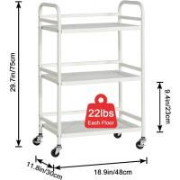 Carrito Cocina,Carro Auxiliar de Metálicos de 3 Niveles Cocina o Multiuso con Ruedas,para el hogar,60×30×75cm,Blanco - details 10