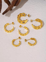 Arce anillo de cadena de metal pendientes señoras chapados en oro de moda cadena irregular personalidad tendencia colgante pendientes de joyería - details 0