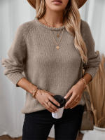 Jersey informal de cuello redondo para mujer, Jersey holgado de punto de manga larga, Tops de otoño e invierno, 2024 - details 4