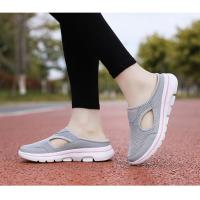 Zapatillas de tacón bajo con cabeza de pan para hombre y mujer, zapatos de suela gruesa, superficie de malla, Media Tuo grande, verano, 2023, 4748 - details 2