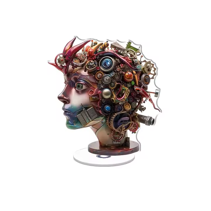 Escultura acrílica giratoria que representa un cefalomorfo con detalles realistas, perfecta para cualquier colección o exhibición de arte. - 1