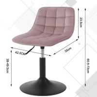 Taburete de Escritorio Giratorio de Terciopelo Regulable en Altura Ideal para Cocina, Maquillaje, Peluquería Rosa 38-49,5 cm - details 1