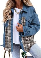 Chaqueta vaquera de manga larga para mujer, camisa a cuadros con botones, Tops de otoño e invierno - details 2