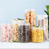 Frascos de plástico transparente para cocina, caja de almacenamiento para embalaje de galletas, granos de café, nueces, tanque de sellado de aperitivos, contenedor de alimentos, 12 piezas, 500ml - details 1