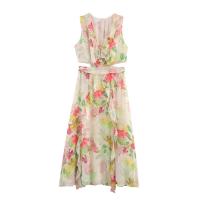 BUNO-novedad de verano, ropa de mujer, moda francesa, temperamento, dulce diseño de apertura, vestido estampado con cuello en V de flores - details 1