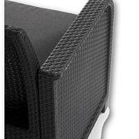 Sofá de 3 plazas (65Wx163Dx74H), 2 sillones individuales (65Wx63Dx74H) y mesa (78Wx58.5Dx43H)