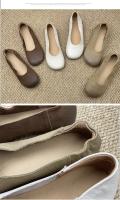 Zapatos de mujer con punta redonda y boca baja, forro de verano y exterior de cuero, sin cordones, suela plana, informales, para abuela - details 1