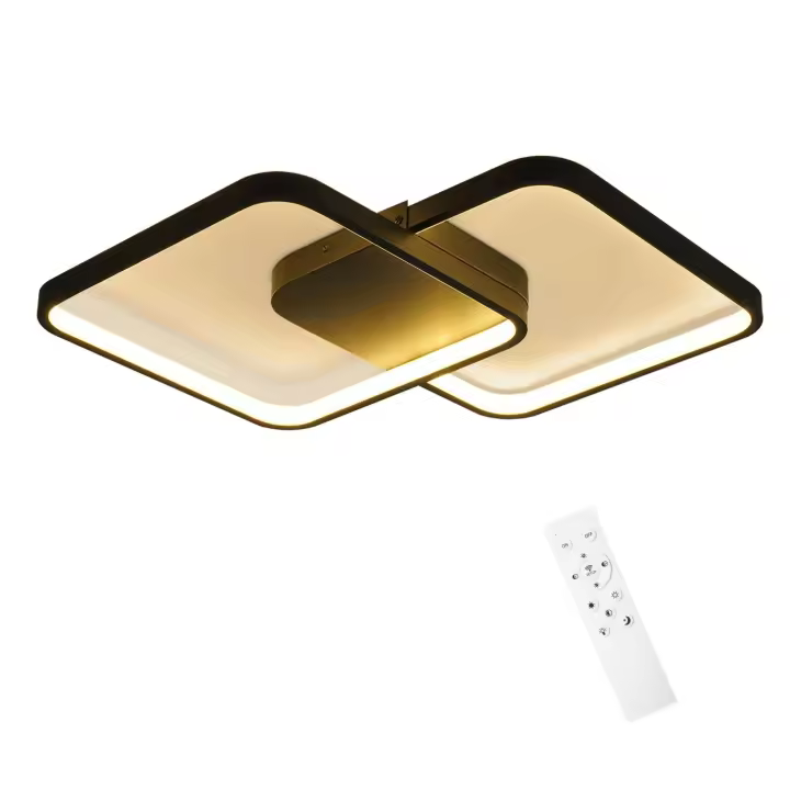 CBJKTX Luz de techo LED de metal negro moderno 3000K y 6000K 55W 43*43*4.5cm regulable con lámpara de cocina de diseño para dormitorio - 1