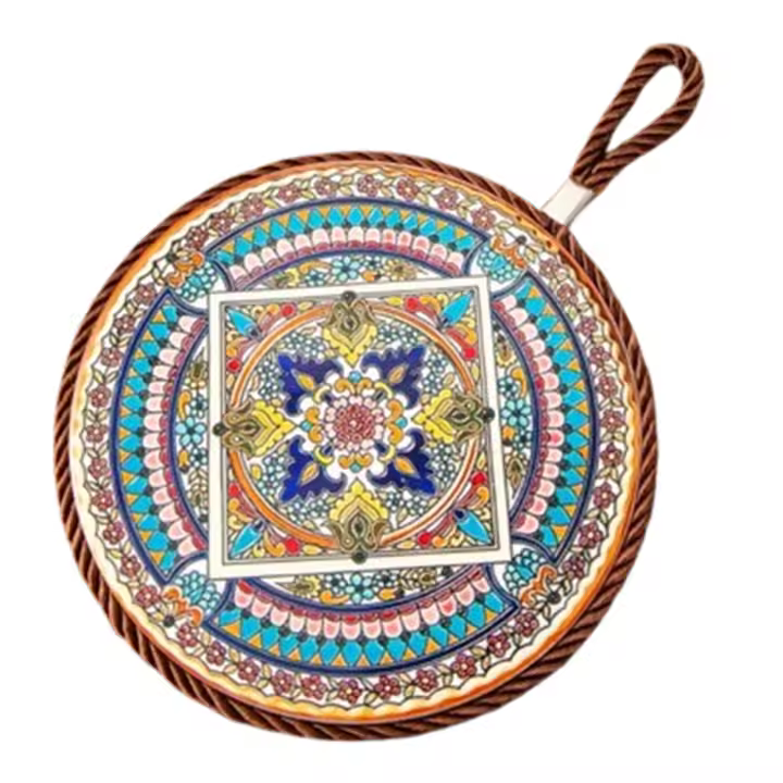 Almohadilla de aislamiento térmico antiquemaduras, posavasos de placa antideslizante de estilo étnico bohemio, mantel de corcho de construcción inferior Vintage - 1