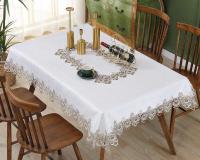 Battilo Ence mesa de comedor rectangular floral blanco bordado mantel impermeable, boda, fiesta, hogar - details 26
