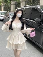 Elegante Vestido Blanco de Verano para Mujeres Sin Correas, Aromático, Estilo de Princesa de Hadas - details 15