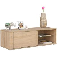 Salón Moderno, Puerta con Sistema Click, Estante de Cristal Templado, Muy Resistente, Fabricado en Europa, Color Roble - details 4