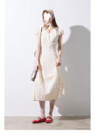 Vestido floral del sur de Francia, estilo de vacaciones de verano en el campo para mujer, mono de manga corta, falda larga con tirantes - details 23