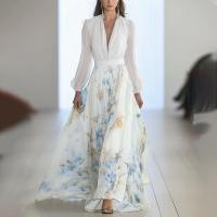 Vestido Largo Floral Escote en V Profundo con Manga Larga Perfecto para Bodas en la Playa, Moda Primavera-Verano 2025 - details 5