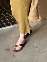 Chanclas planas, zapatos para mujer, ropa de verano, nuevo diseño de nicho casual, playa, vacaciones, sandalias con punta abierta. - details 2