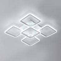 Goeco-Lámpara de Techo Moderna 70W, Plafón Blanca Creativa de Techo para Sala de estar, Lámpara Rectangular de 5 Luces, Iluminación Interior de 6000K Luz Blanca Fría para Dormitorio, Salón, Oficina, Comedor, 220V, Blanco - details 0