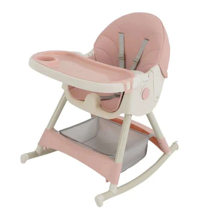 Silla alta con mesa para bebé, sillón reclinable ajustable, color caqui, Verde menta y rosa - 1