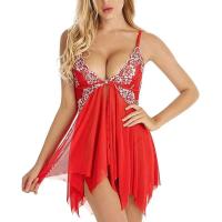 Ropa de dormir cómoda casual con cuello en V sexy para mujer de verano, ropa de dormir dividida de color sólido - details 22
