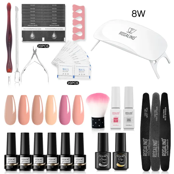 Rosalind-Juego de esmaltes de Gel para uñas, set de 6/12 piezas, removedor eléctrico de polvo acrílico para uñas, con lámpara de imprimación para capa superior, para principiantes - 1
