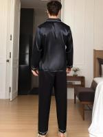 Conjunto de Pijama de Seda para Hombres Ropa de Dormir de Manga Larga Pijama de Satén para Dormir en Casa Talla Grande Disponible Ropa de Olla para Hombres - details 4