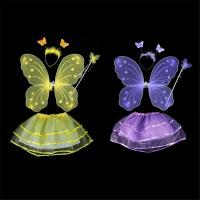 Faldas de tutú de hadas coloridas para niños, conjuntos de disfraces de princesa, diadema de varita, ropa de alas de mariposa - details 4