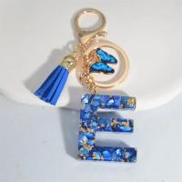 Llavero de Alfabeto de Piedra Pulida Azul Colgante de Borla de Mariposa 26 Iniciales - details 9